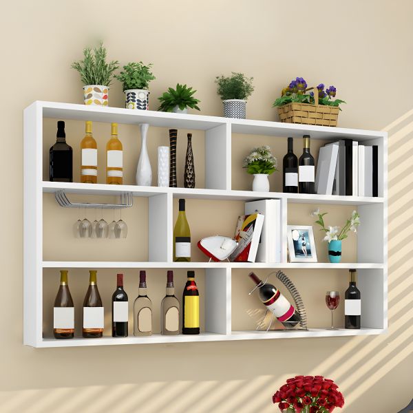 Porte-bouteille Bois Chêne Gravée LIVLIG53 - Cadeau Original Pour Amateurs De Vin, Design Flottant Support Vin Flottant Gravé