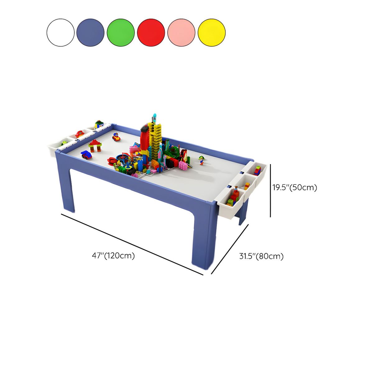 Matte Finish Wooden Kids Desk with Storage for Playroom Dimensions