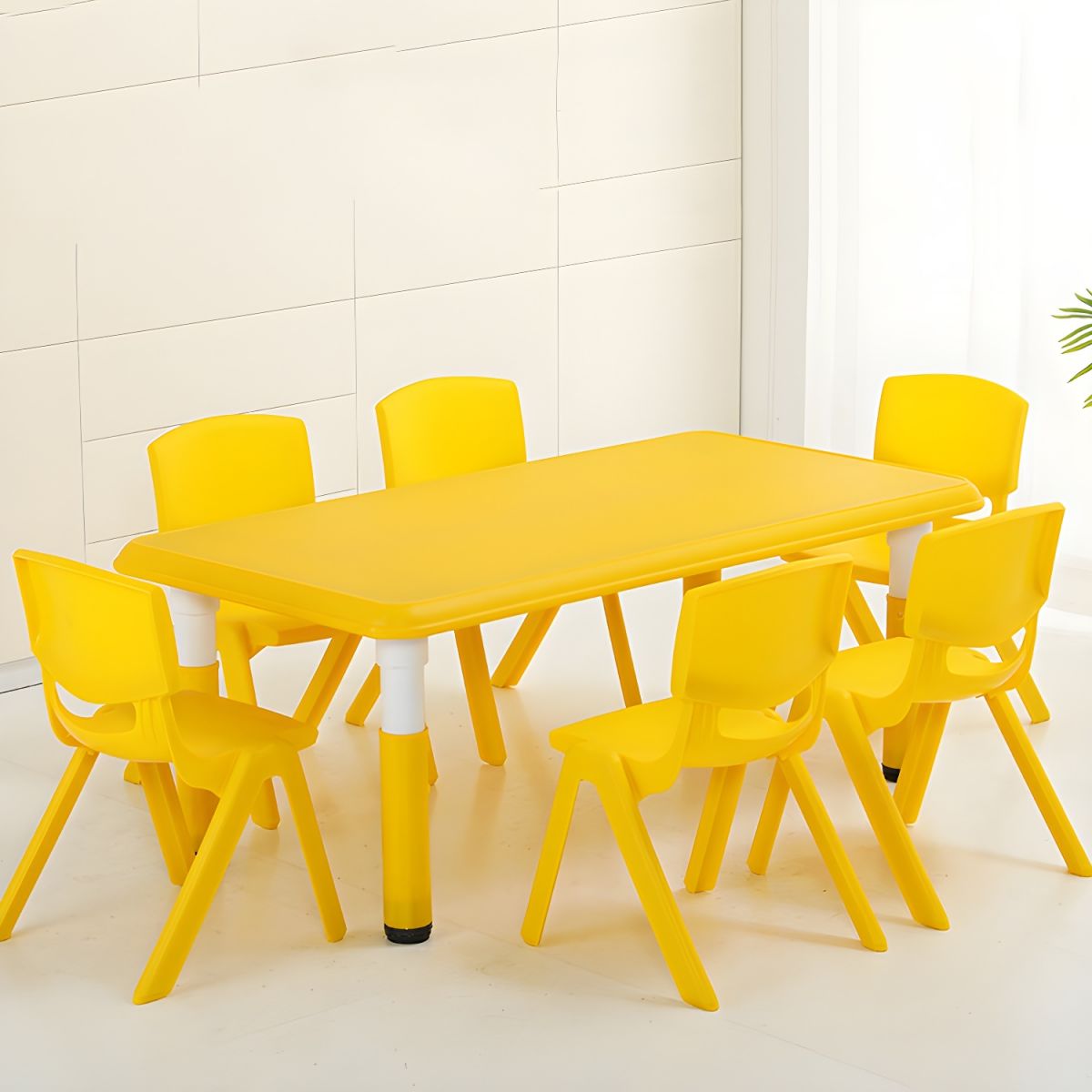 Plastic Children's Table and Chair Set Indoor Colorful Rectangular Play ...