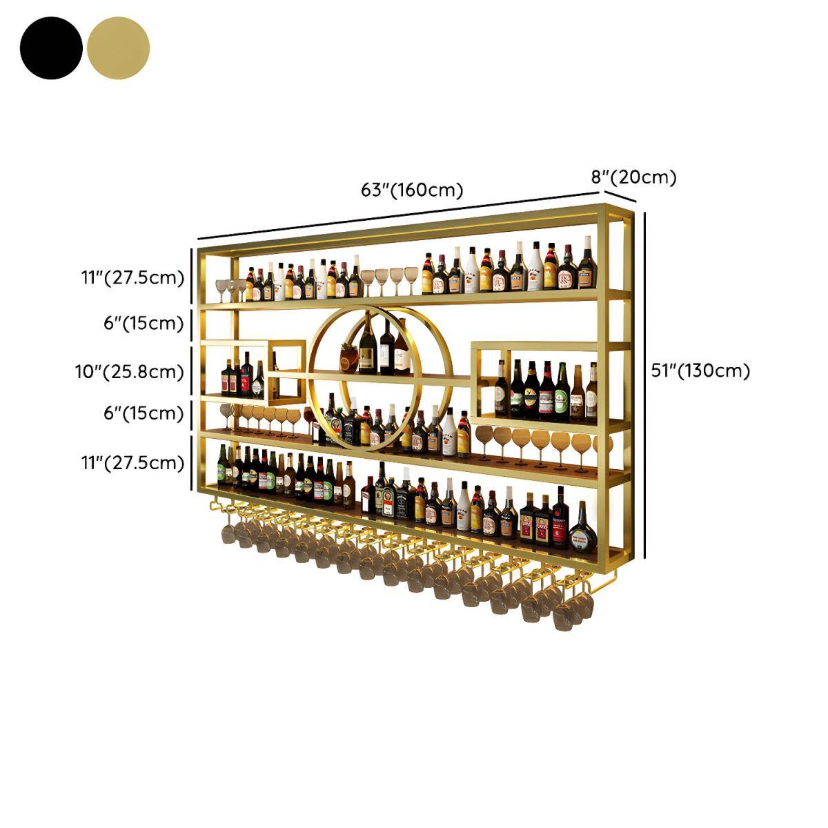 Wall Mounted Wine Rack Metal Modern Wine Bottle & Glass Rack for Bar ...