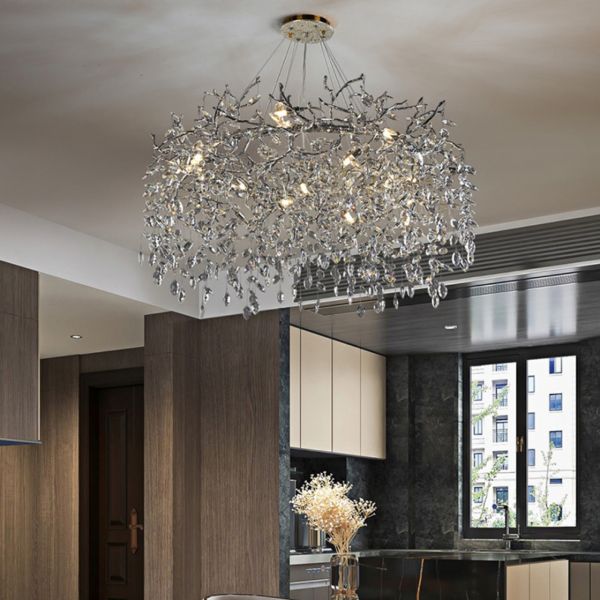 Modern Teardrop Chandelier with Multi-Color Crystal Shades and 8