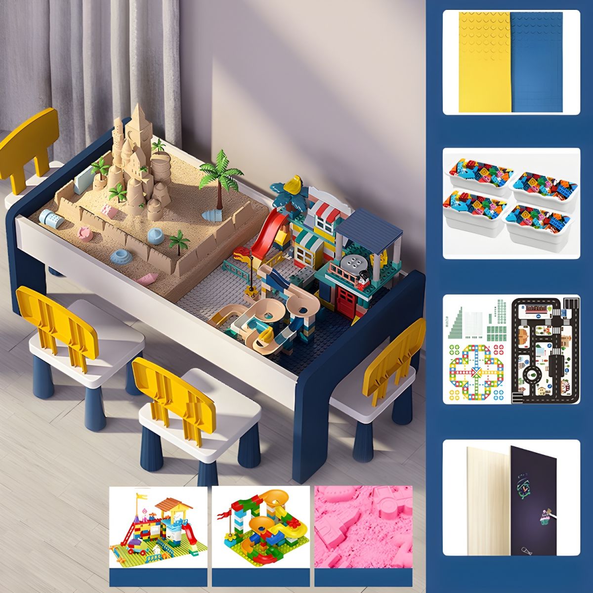 Blue Rectangular Play Table for 5 to 7 Year Olds - Indoor Toddler ...