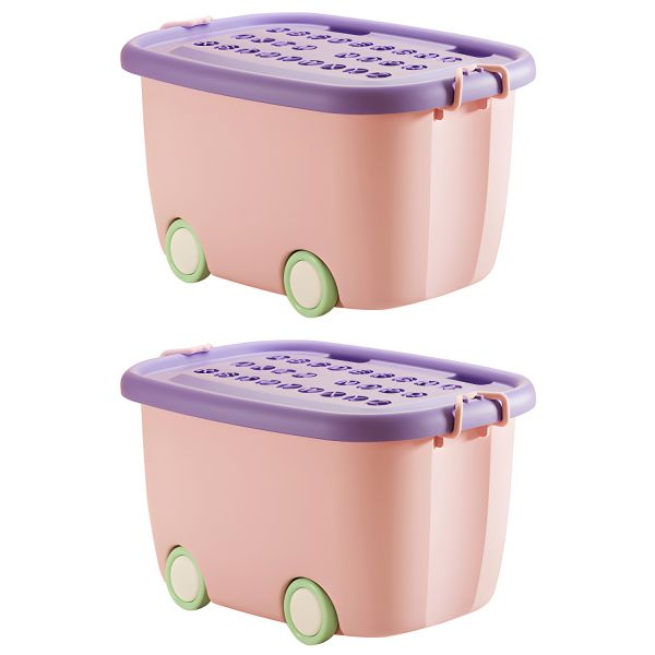 Stapelbare Kunststoff-Spielzeugbox mit Deckel und Rollen - Perfekt zur Organisation von Spielzeug