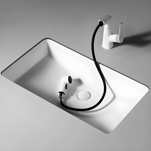 山水148 10-15 in. Width Modern Rectangular Undermount White Ceramic