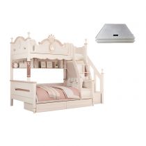 Letto per Bambini + Cassetto + Libreria + Materasso + Scaletta