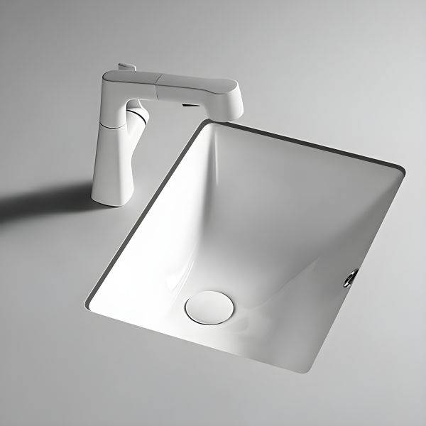 山水148 10-15 in. Width Modern Rectangular Undermount White Ceramic