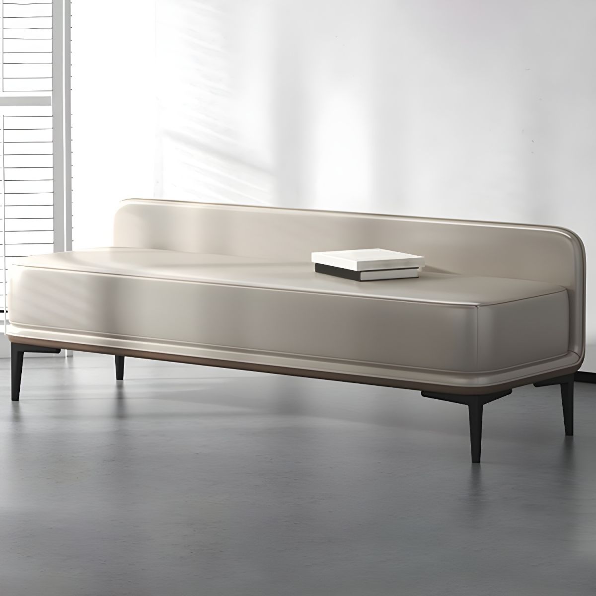 Upholstered Metal Leg Modern Bedroom Bench with Short Height - Cream ...
