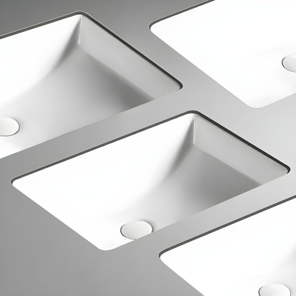 山水148 10-15 in. Width Modern Rectangular Undermount White Ceramic