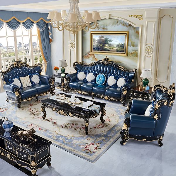 1/26迄 rikoao sofa navy 3 Seater Sofa Navy Blue Fabric