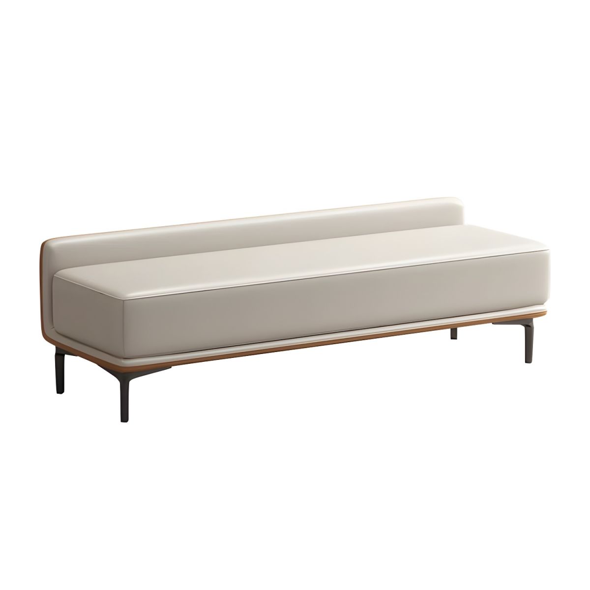 Upholstered Metal Leg Modern Bedroom Bench with Short Height - Cream ...