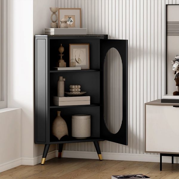 Moderne Eckschrank mit Glastüren und Eisenbasis (Einfache Montage)