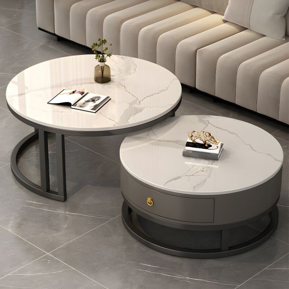 Leather and Stone Coffee Table
