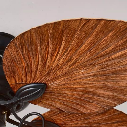 Industrial-Style Brown 5-Blade Metal Ceiling Fan with Remote