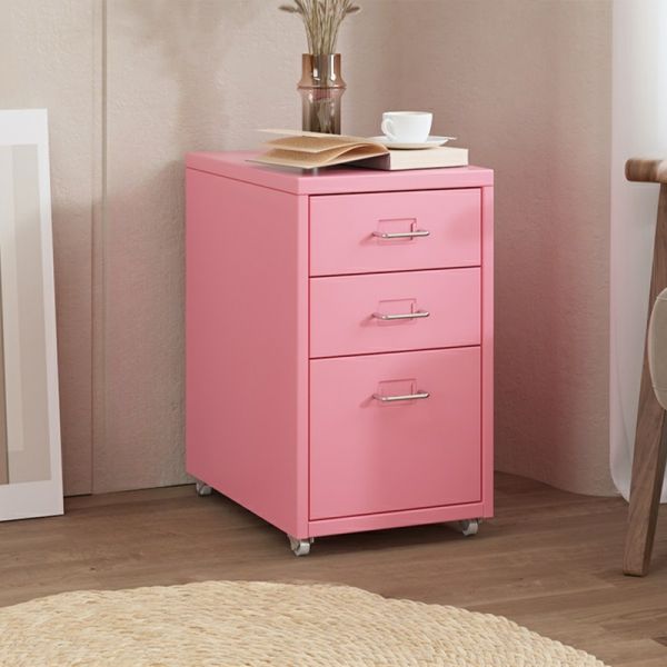 Elegant Metal Dresser with Drawers for Modern Scandinavian Style Homes -  11"L x 16"W x 19"H 3 Red