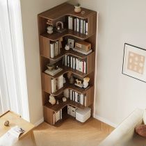 Modern Dark Walnut Corner Bookcase 24x24x75