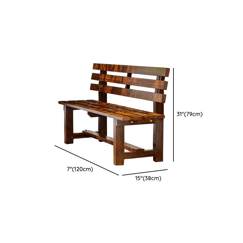 Rustic Solid Wood Outdoor Bench with Sculptural Backrest and Waterproof Finish Dimensions
