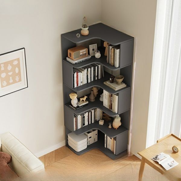 Libreria Geometrica A 6 Ripiani, Struttura In Metallo E Dispositivi Anti Ribaltamento Per Ufficio Soggiorno 80 X 31 X 180 Cm Marrone 96155490