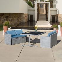 5-Piece Set (2 Loveseats & Square Table & 2 Ottomans)