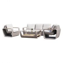 4-Teiliges Set (2 Stühle & 1 3-Personen-Sofa & 1 Couchtisch)