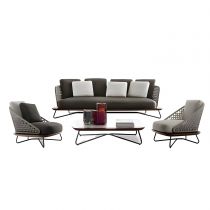 4-Teiliges Set (2 Stühle & 1 3-Personen-Sofa & 1 Couchtisch)