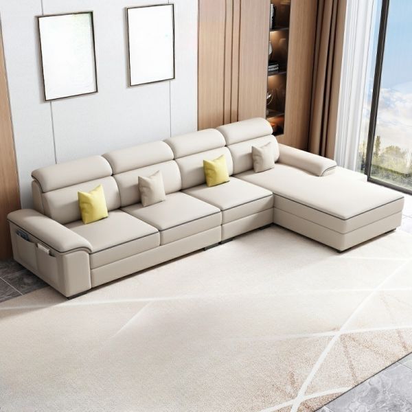 Chaise Longue Symétrique Moderne En Tissu Avec Accoudoirs Et Coussin De Dossier Marron Clair Innvik 85574362