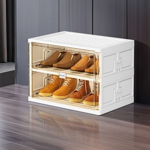 Glamouröser Kunststoff-Klappschuhschrank, Weiß, 20