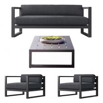 4-Teiliges Set (2 Stühle & 1 Zweiersofa & 1 Couchtisch)