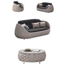 Ensemble 4 Pièces (Chaise+Causeuse+Canapé 3 Places+Table Basse)