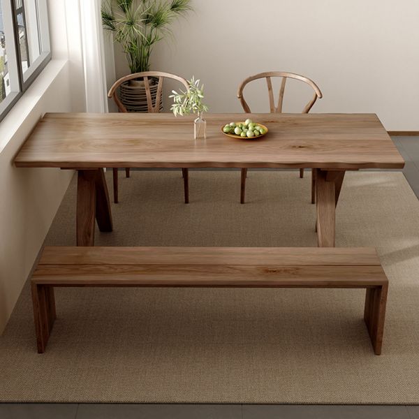 Ash Wood Dining Table with a Rectangle Neutral Wood Tone Tabletop