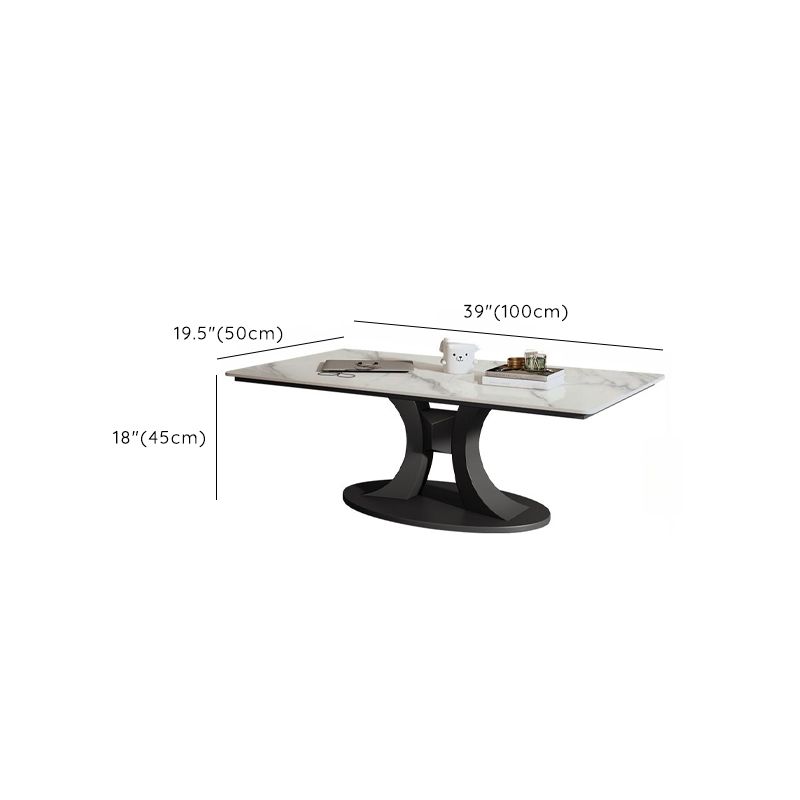 Modern Square/Rectangle Sintered Stone Coffee Table with Abstract Metal Base Dimensions