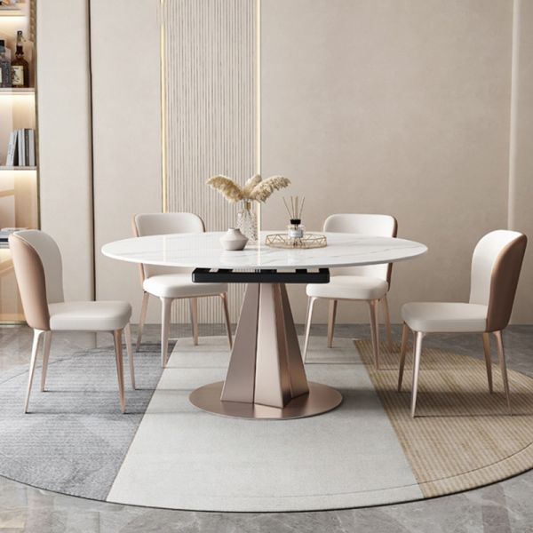 Contemporary Swivel Dining Table Set with Extension Sintered