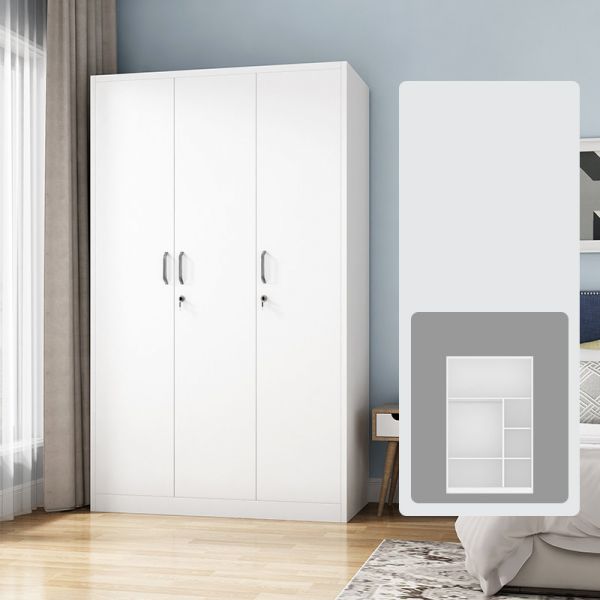 Minimalist Metal White Wardrobe Closet with Interior