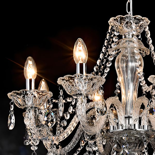 Champagne Crystal 15 Lights Strip Chandelier Light, 2 Tiers