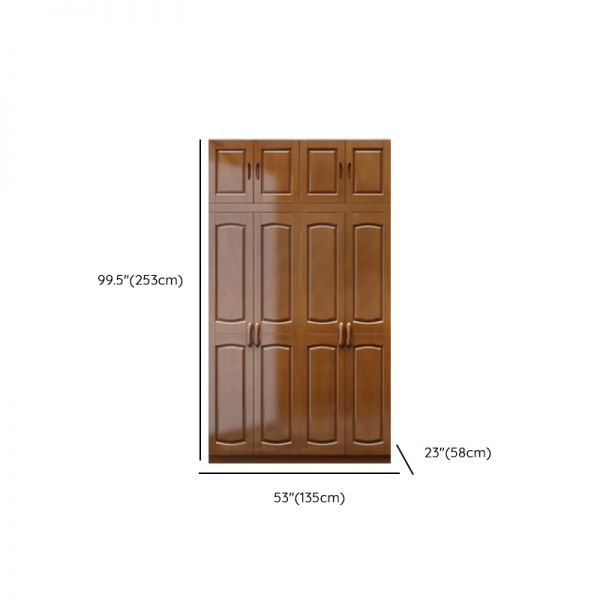 Detached Natural Wood Cocoa Wardrobe Armoire with Lock, 53