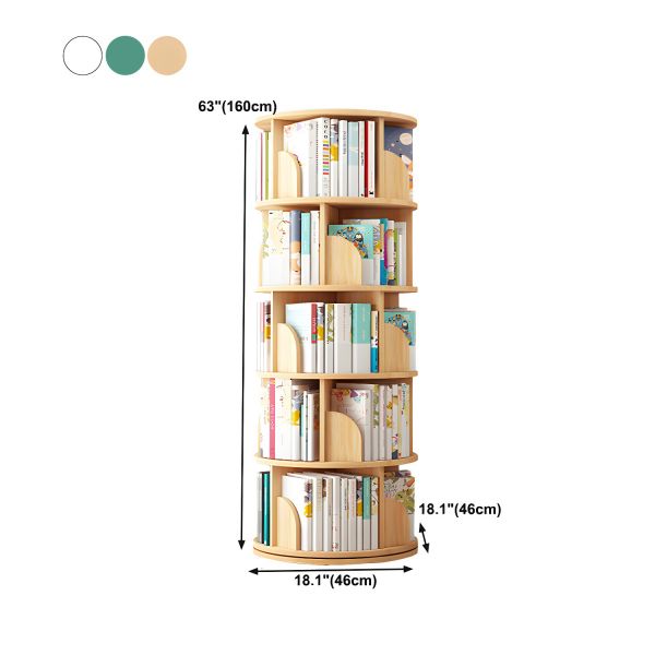 Libreria Girevole Rotonda A 4 Piani | 16 Scomparti Per Libri E Riviste | Capacità 99 Kg | Ruote Con Freno | Marrone Noce