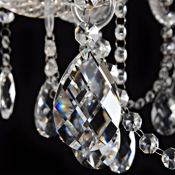 Candelabra Linear Light Chandelier with Glassy Crystal