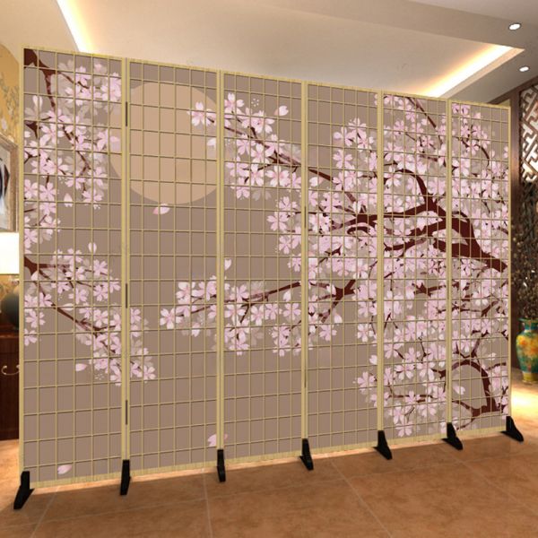 vidaXL Folding 6-Panel Room Divider Japanese Style 94.5