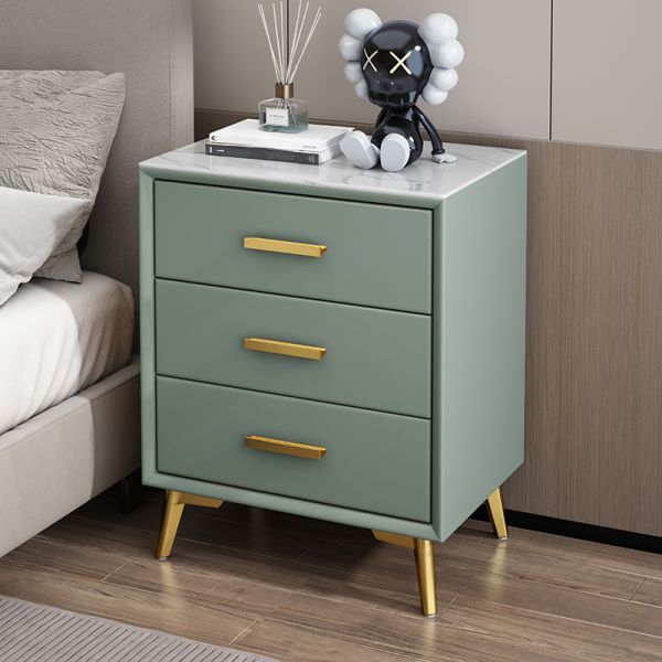 Art Deco 3 Tiers Drawer Storage Nightstand in Sage Green with Sintered  Stone Tabletop, 18"L x 16"W x 24"H