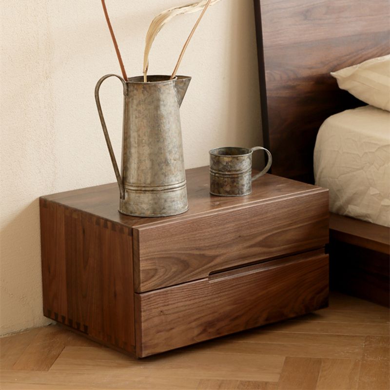Scandinavian Cocoa Solid Wood Nightstand With Drawer Organization, 20"L x 14"W x 11"H, Right Handle