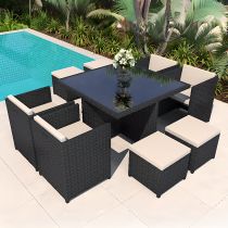 Table & 4 Chairs & 4 Ottomans