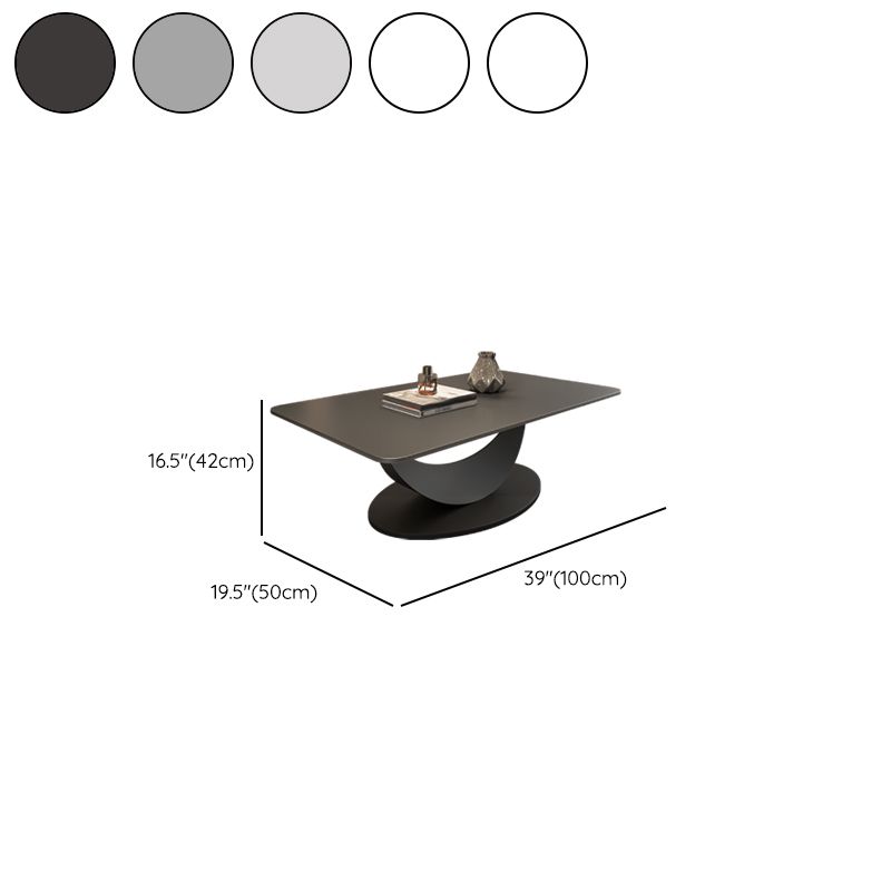 Modern Rectangular Stone Coffee Table with Abstract Iron Base Dimensions