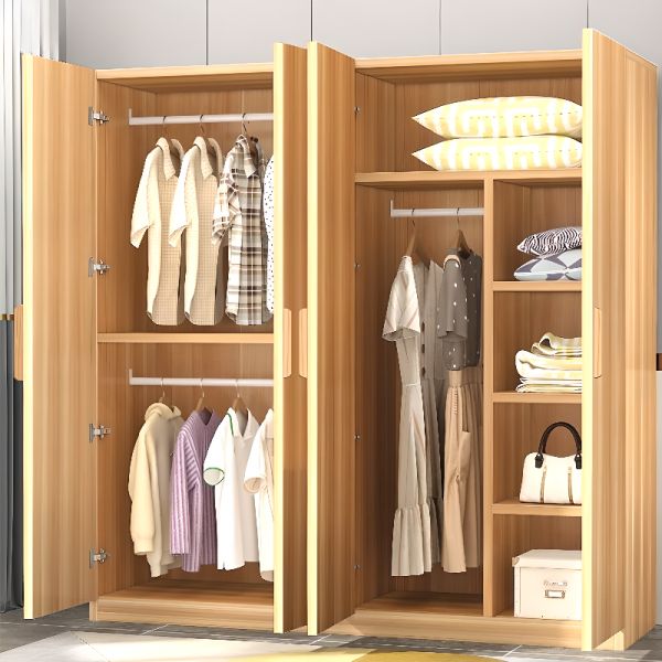 Unfixed White Wooden Wardrobe Closet with Hinged Door, Soft Close