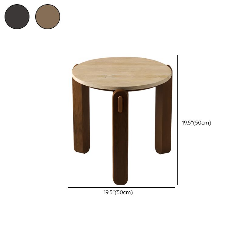 Contemporary Round Coffee Table with Natural Travertine Top Dimensions