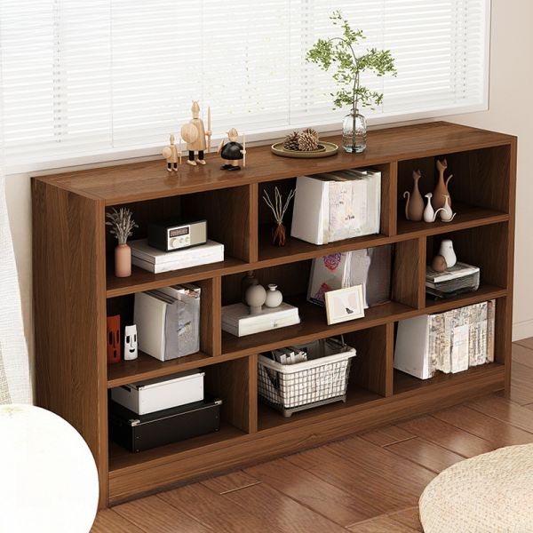 Horizontal Lumber Bookshelves with 3-Shelf, Closed Back, Walnut