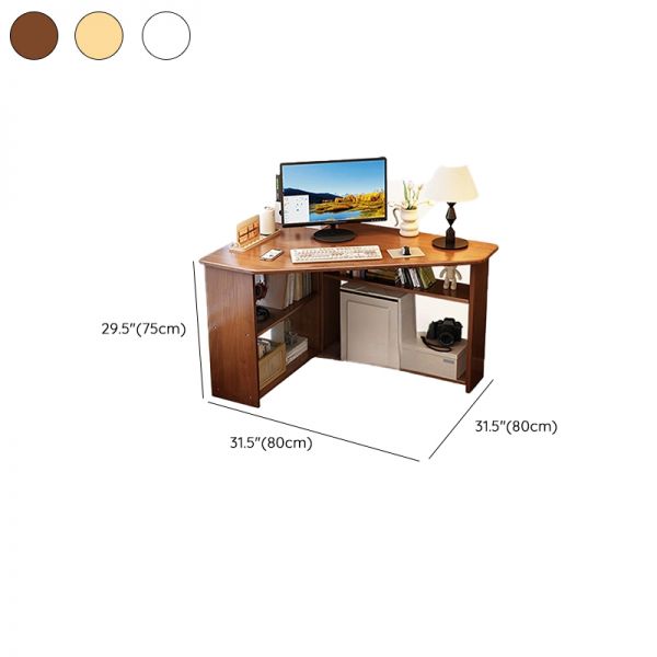 三角コーナー＆L字型デスク、中立な木目調コーナーオフィスデスク