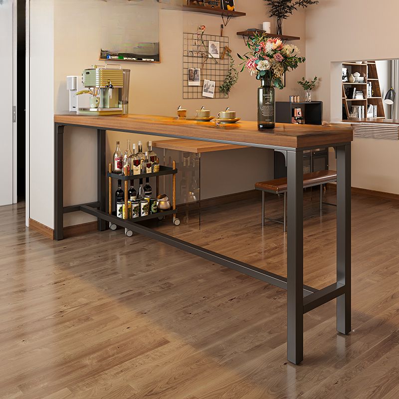 Simple Brown Wood Bistro Table with Trestle Base, Seats 8, 72 inches ...