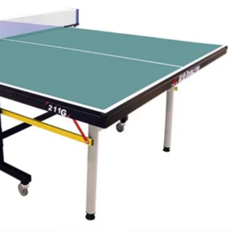 Olive Green Synthetic Laminate Ping Pong Table With Rollers, Indoor Use 