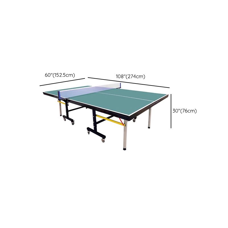 Olive Green Synthetic Laminate Ping Pong Table With Rollers, Indoor Use 