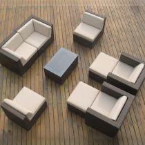 8 pcs (4 Chairs & Loveseat & Long Coffee Table & 2 Ottomans)