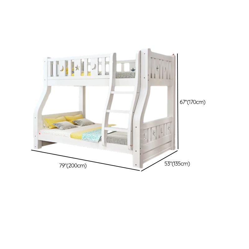 Modern White Wooden Bunk Bed with Ladder and 2 Mattresses Dimensions